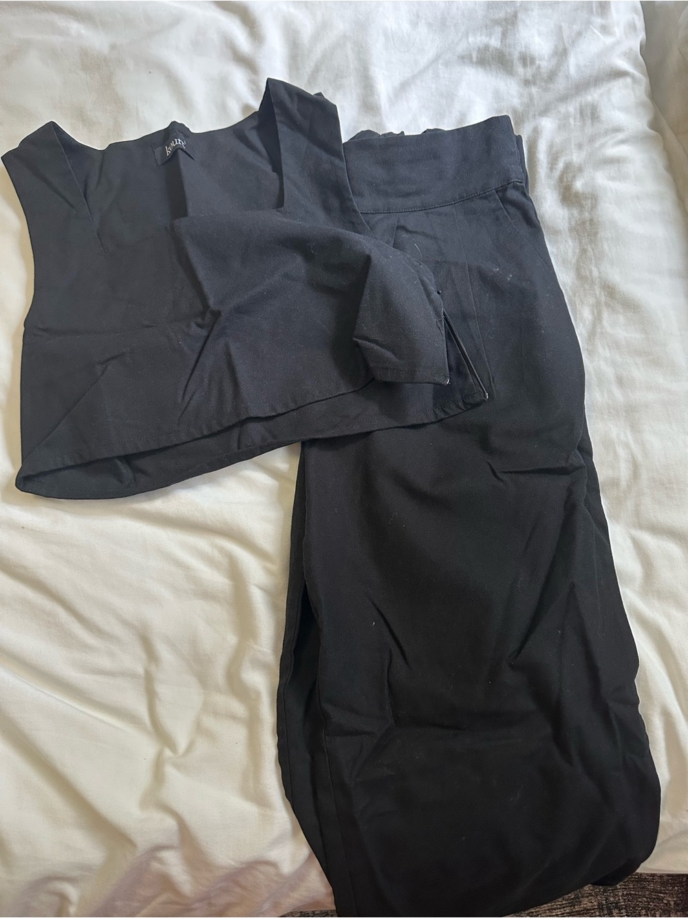 Black Wide Leg Linen Set